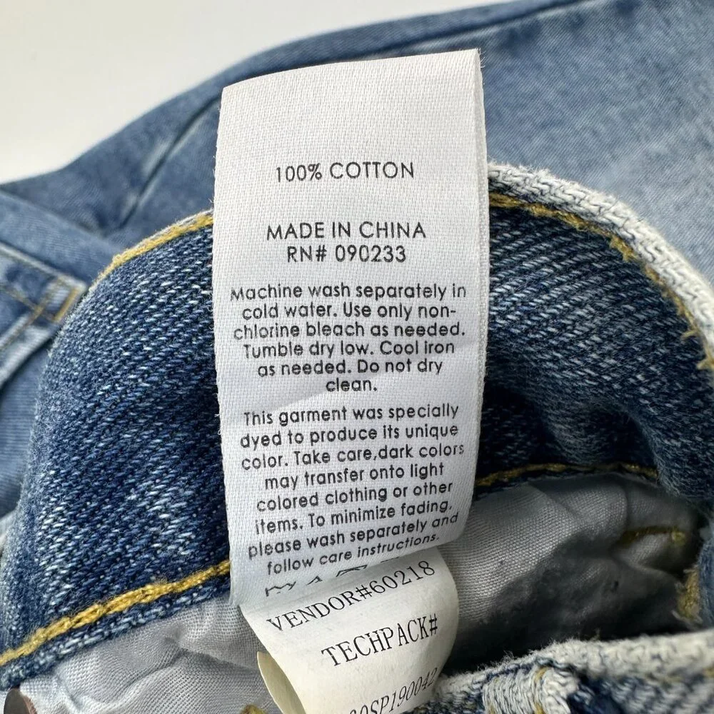 PacSun Straight Jeans Womens 30‎ Blue High Rise Button Fly Distressed Denim